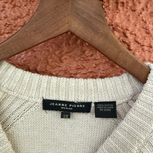 Womens Jeanne Pierre Beige Cream Pullover Crew Neck Sweater Size 3XL - Picture 4 of 5